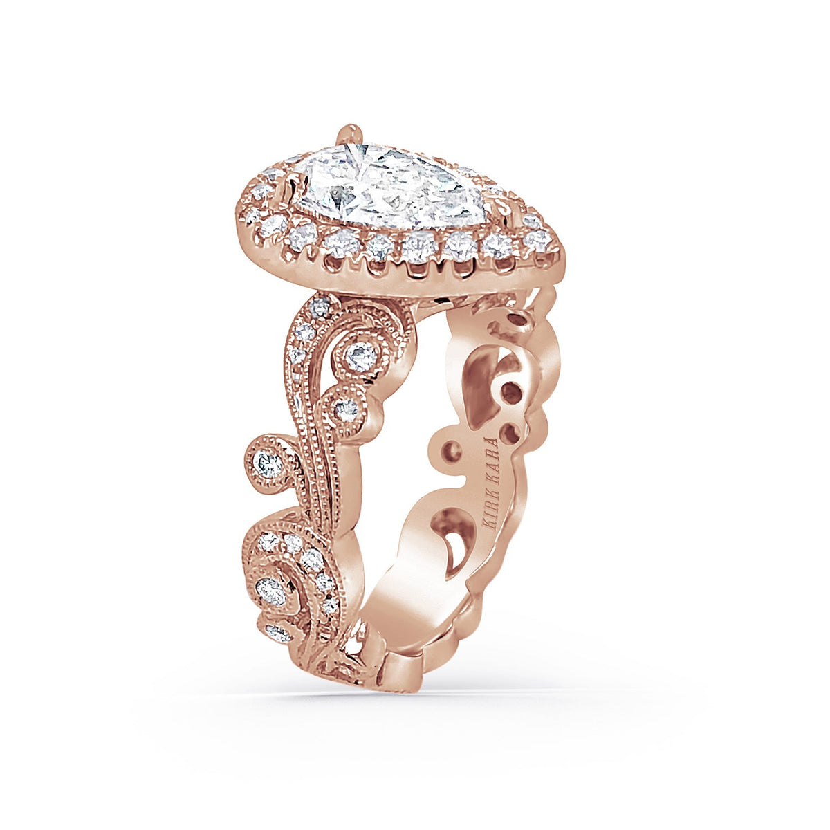 Whimsical Swirl Halo Diamond Engagement Ring