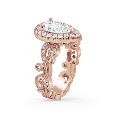 Whimsical Swirl Halo Diamond Engagement Ring