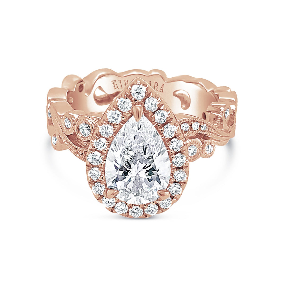 Whimsical Swirl Halo Diamond Engagement Ring