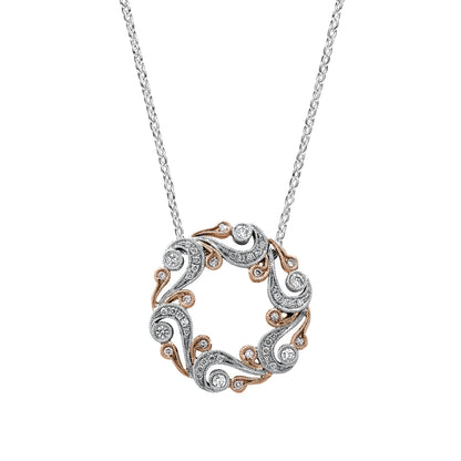 Artistic Swirl Milgrain Diamond Circle Necklace