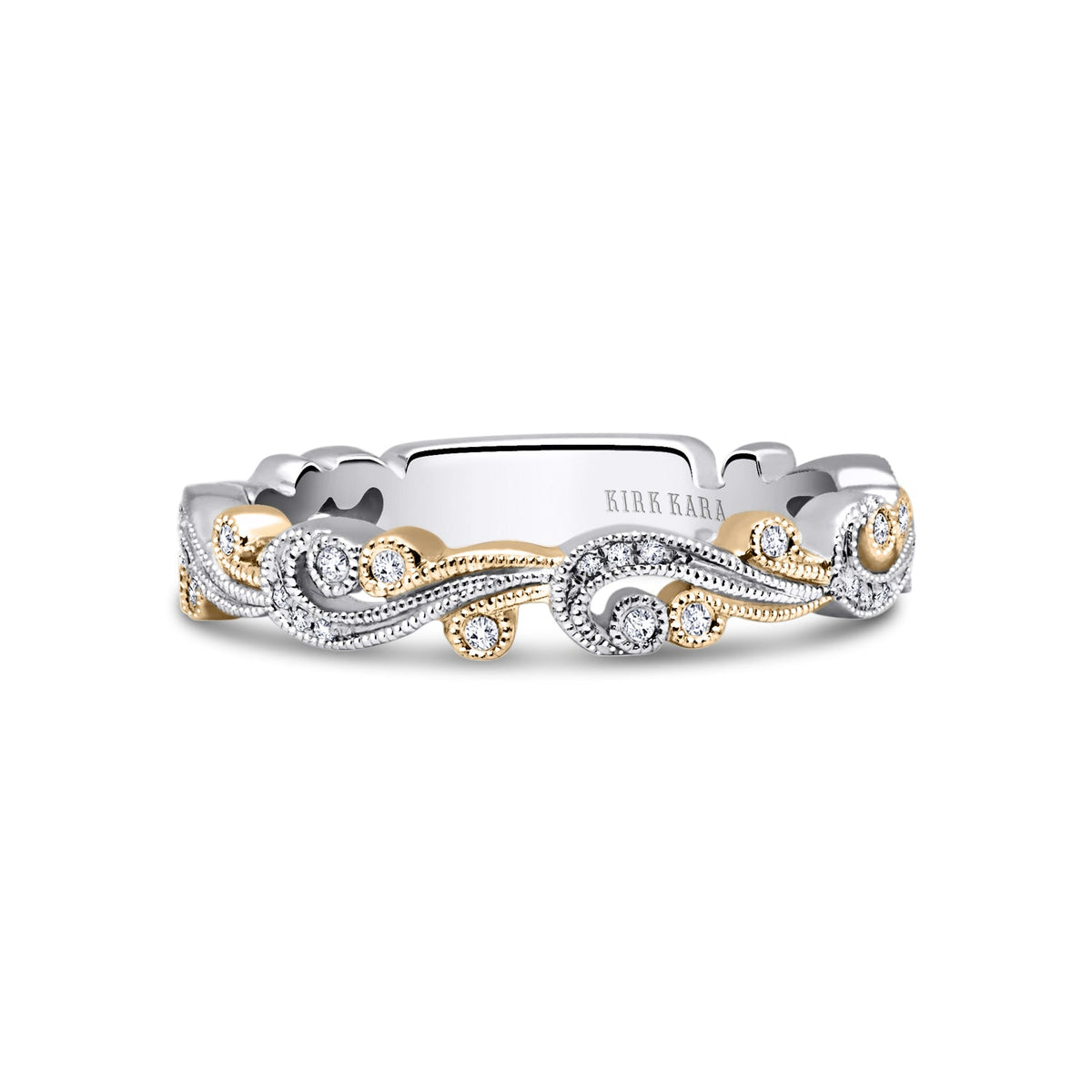 Swirl Milgrain Thin Diamond Wedding Band