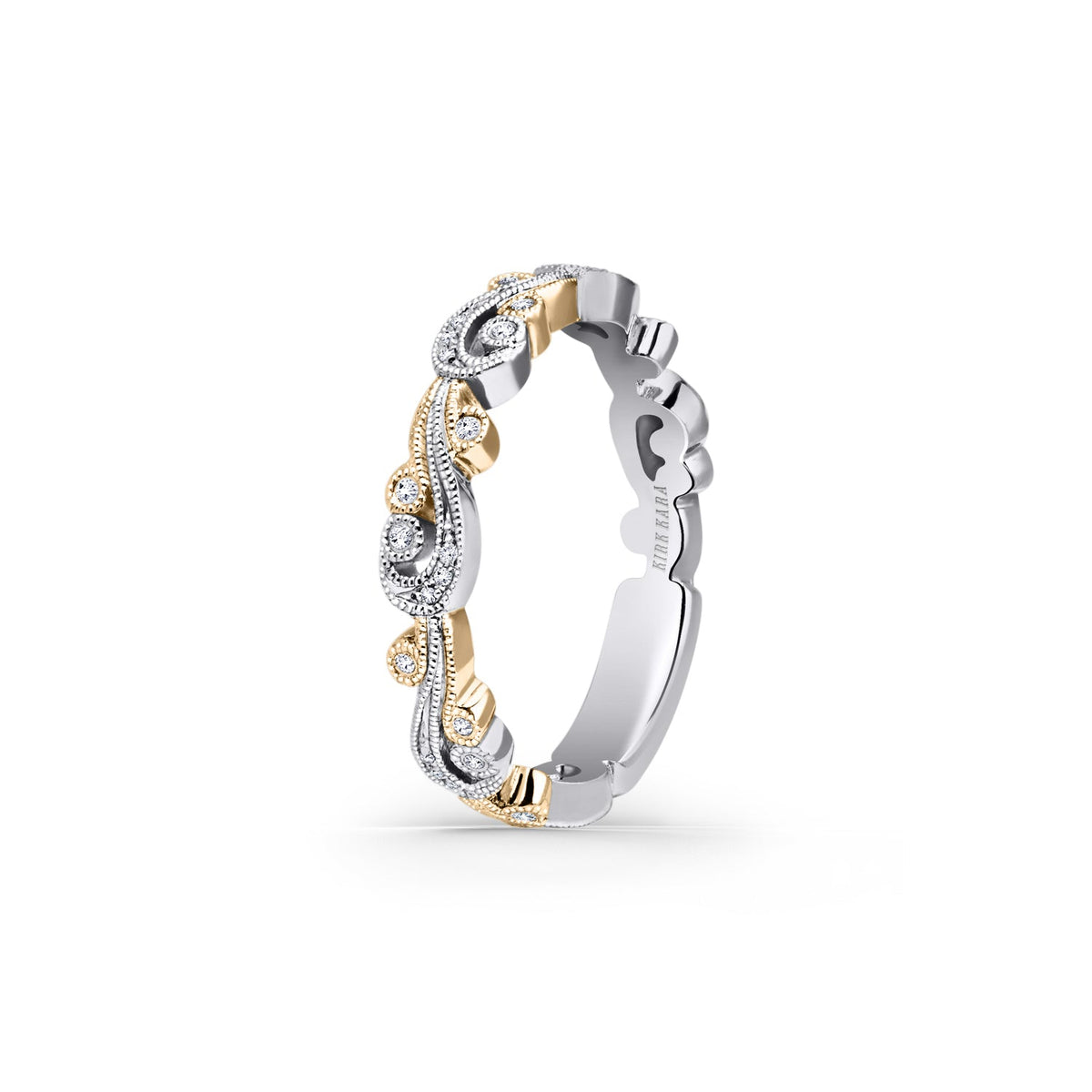 Swirl Milgrain Thin Diamond Wedding Band