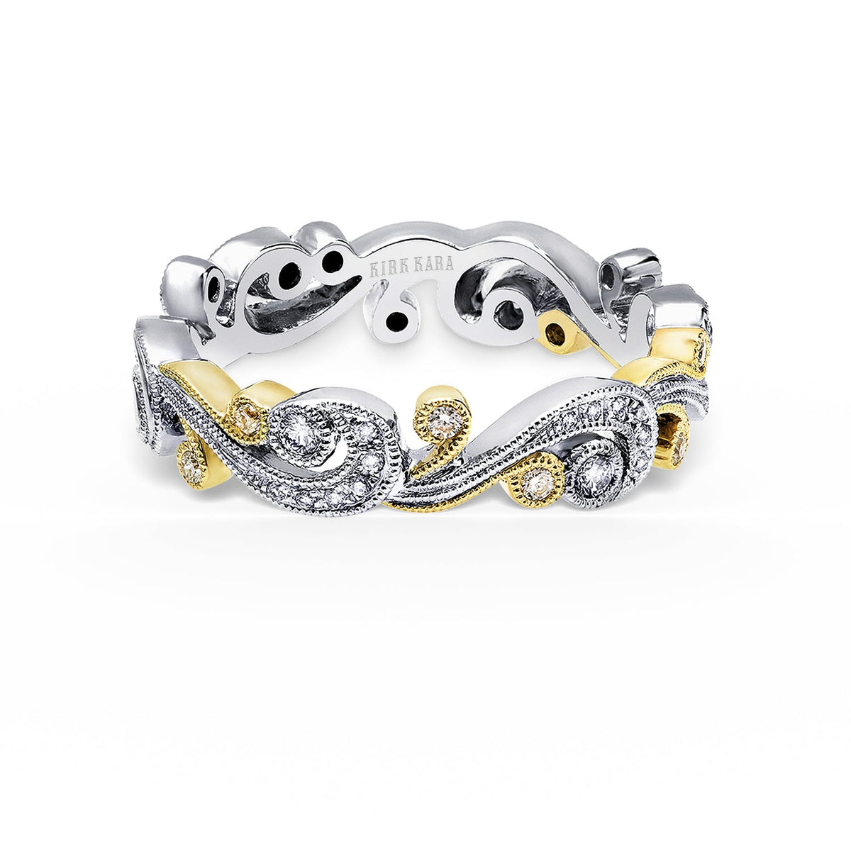 Whimsical Swirl Milgrain Diamond Wedding Band
