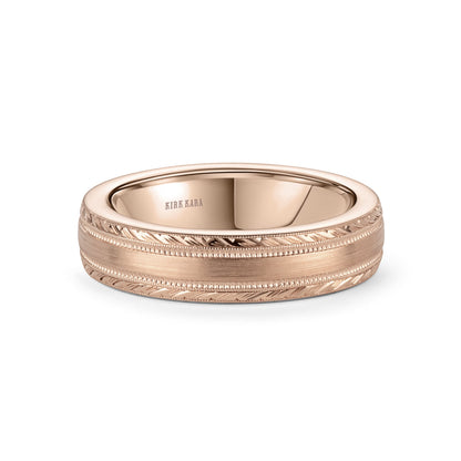 Thin Engraved Edge Satin Finish Wedding Band, 5mm