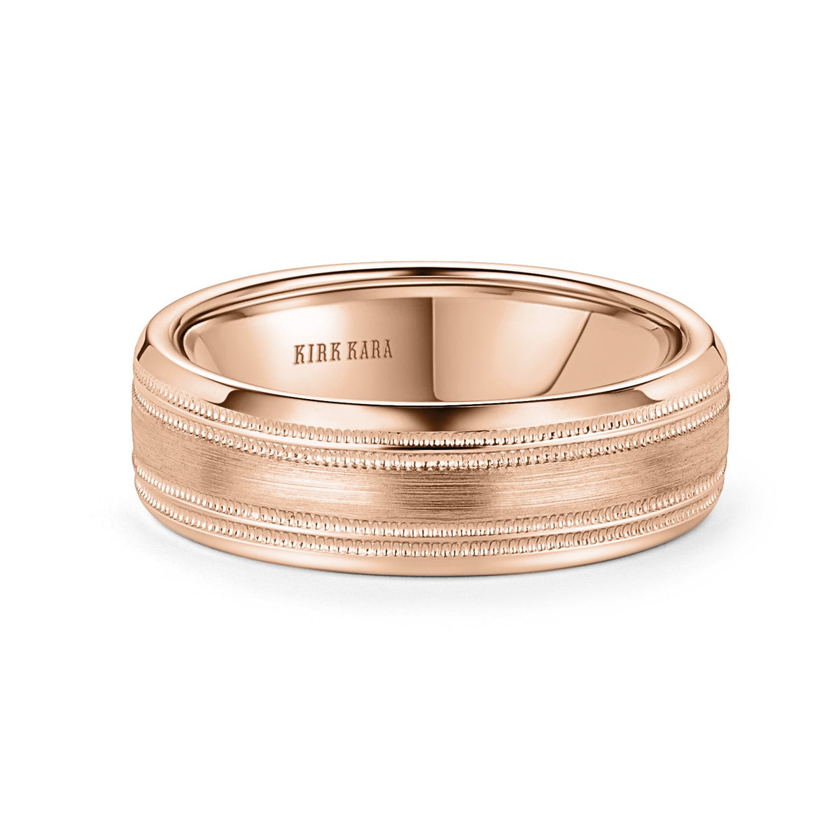 Double Milgrain Satin Wedding Band, 7mm