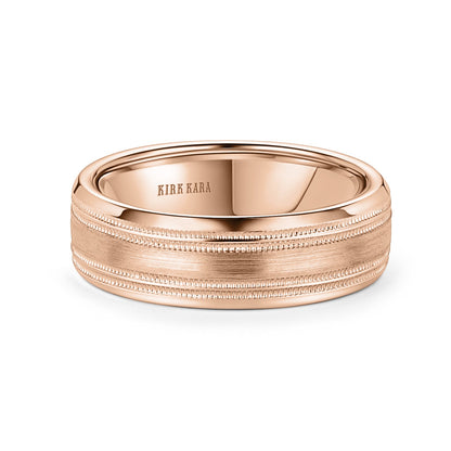 Double Milgrain Satin Wedding Band, 7mm