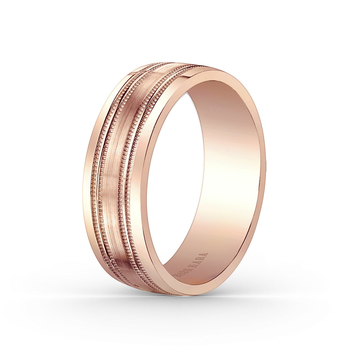 Double Milgrain Satin Wedding Band, 7mm