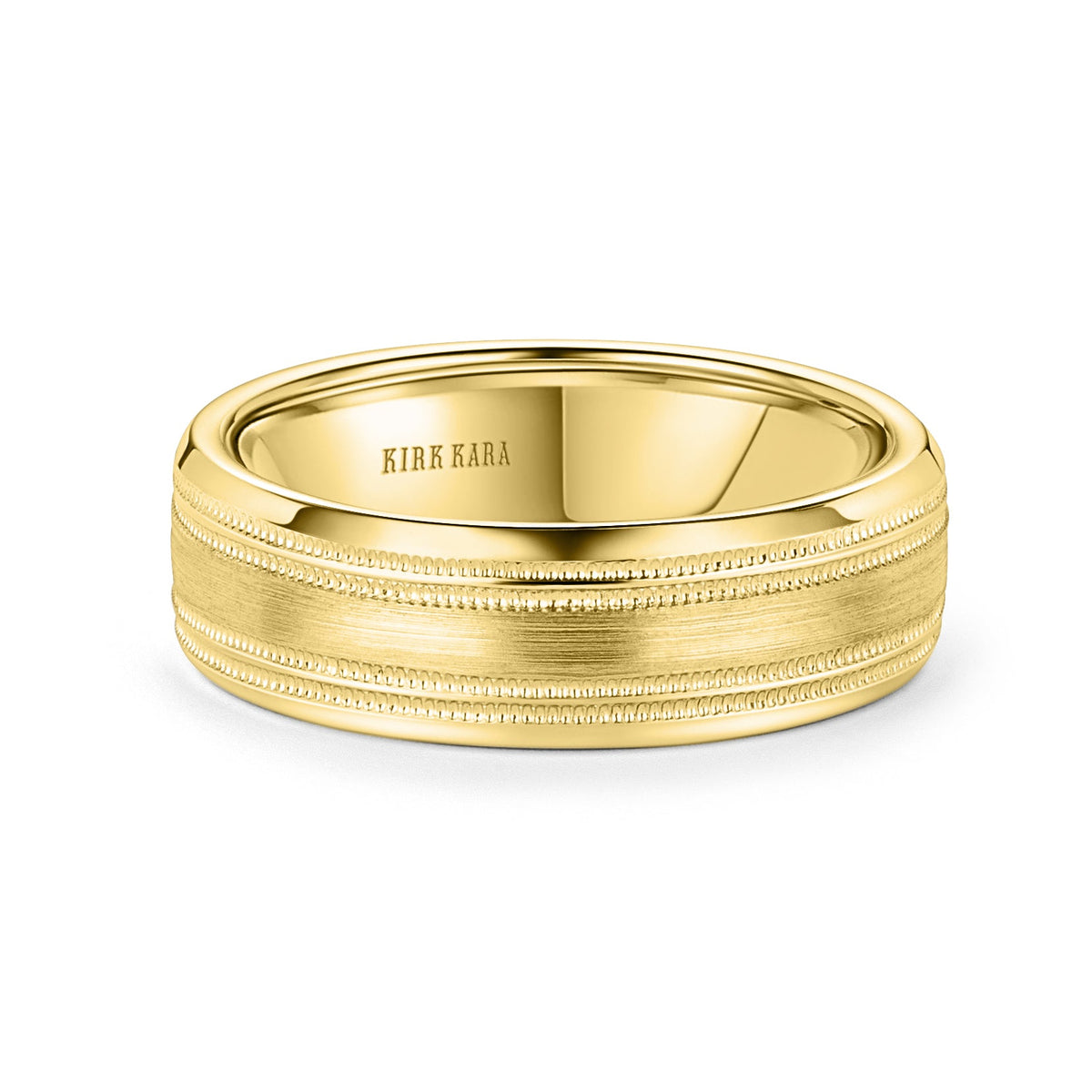 Double Milgrain Satin Wedding Band, 7mm