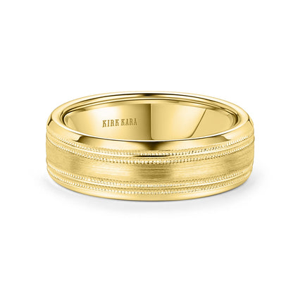 Double Milgrain Satin Wedding Band, 7mm
