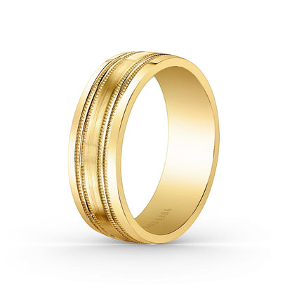 Double Milgrain Satin Wedding Band, 7mm