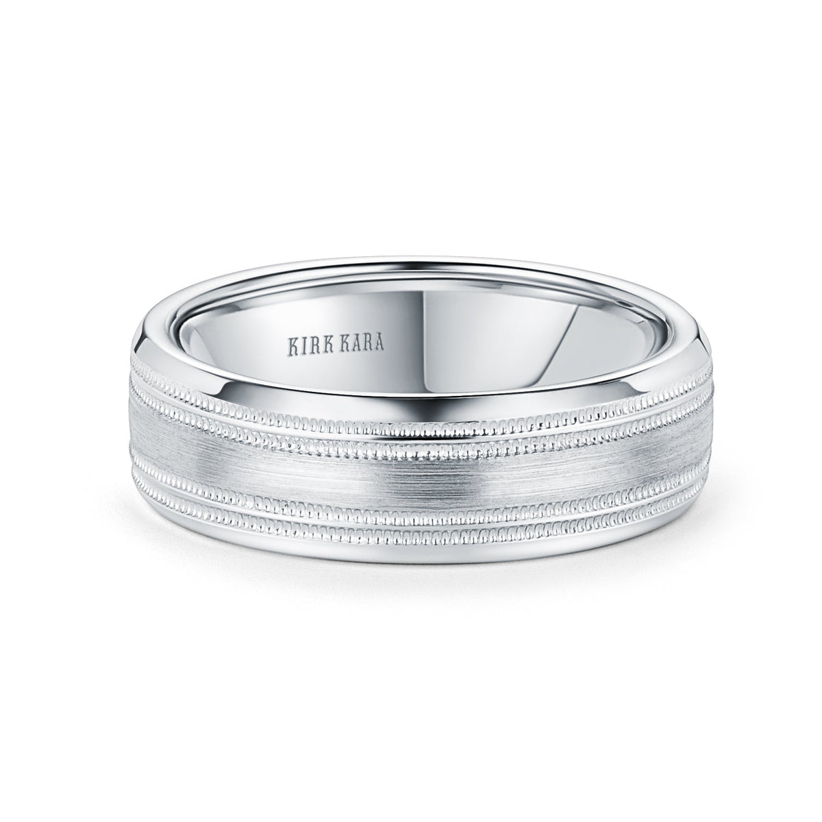 Double Milgrain Satin Wedding Band, 7mm