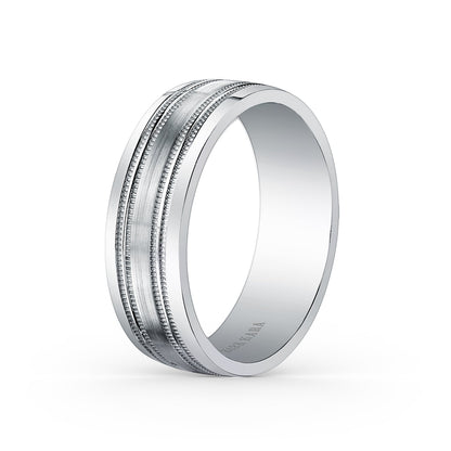 Double Milgrain Satin Wedding Band, 7mm