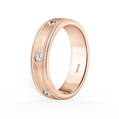 Thin Diamond Accent Satin Wedding Band, 5mm