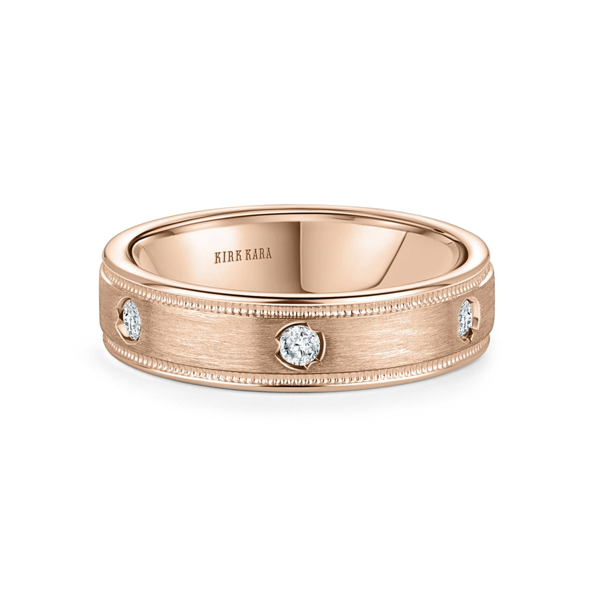 Thin Diamond Accent Satin Wedding Band, 5mm