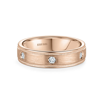 Thin Diamond Accent Satin Wedding Band, 5mm