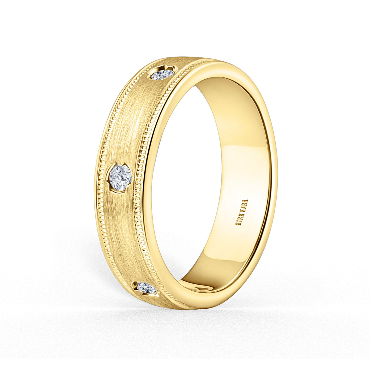 Thin Diamond Accent Satin Wedding Band, 5mm