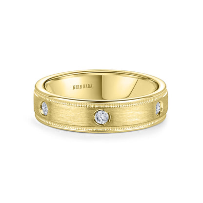 Thin Diamond Accent Satin Wedding Band, 5mm