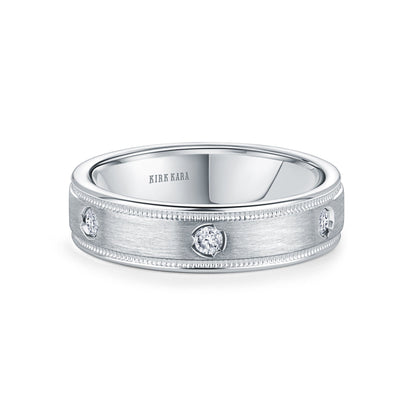 Thin Diamond Accent Satin Wedding Band, 5mm