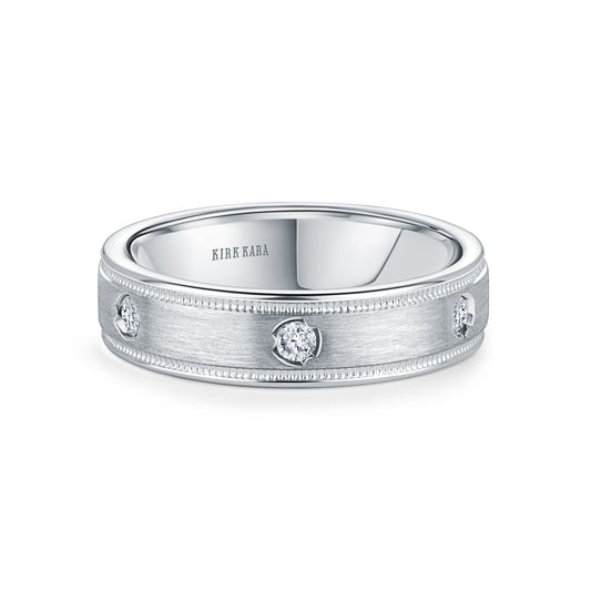 Thin Diamond Accent Satin Wedding Band, 5mm