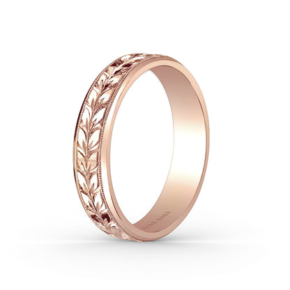 Floral Engraved Wedding Band, 5mm