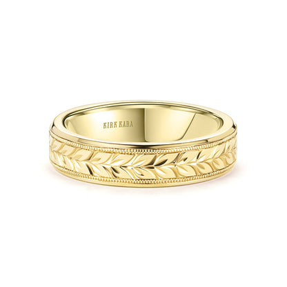 Floral Engraved Wedding Band, 5mm