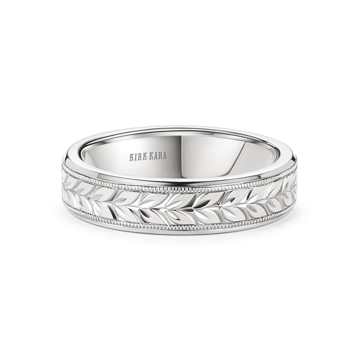 Floral Engraved Wedding Band, 5mm