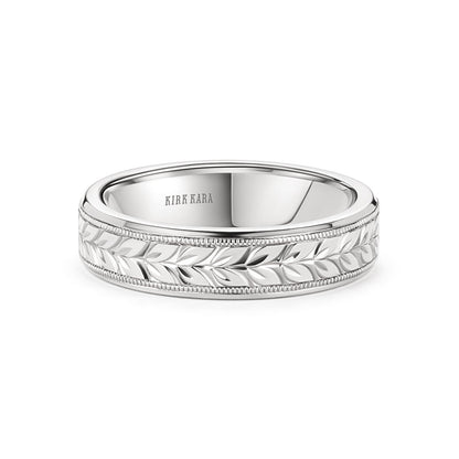 Floral Engraved Wedding Band, 5mm