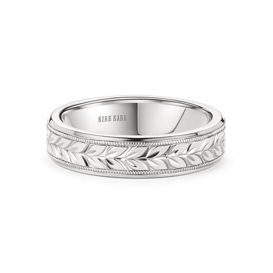 Floral Engraved Wedding Band, 5mm