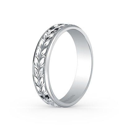 Floral Engraved Wedding Band, 5mm