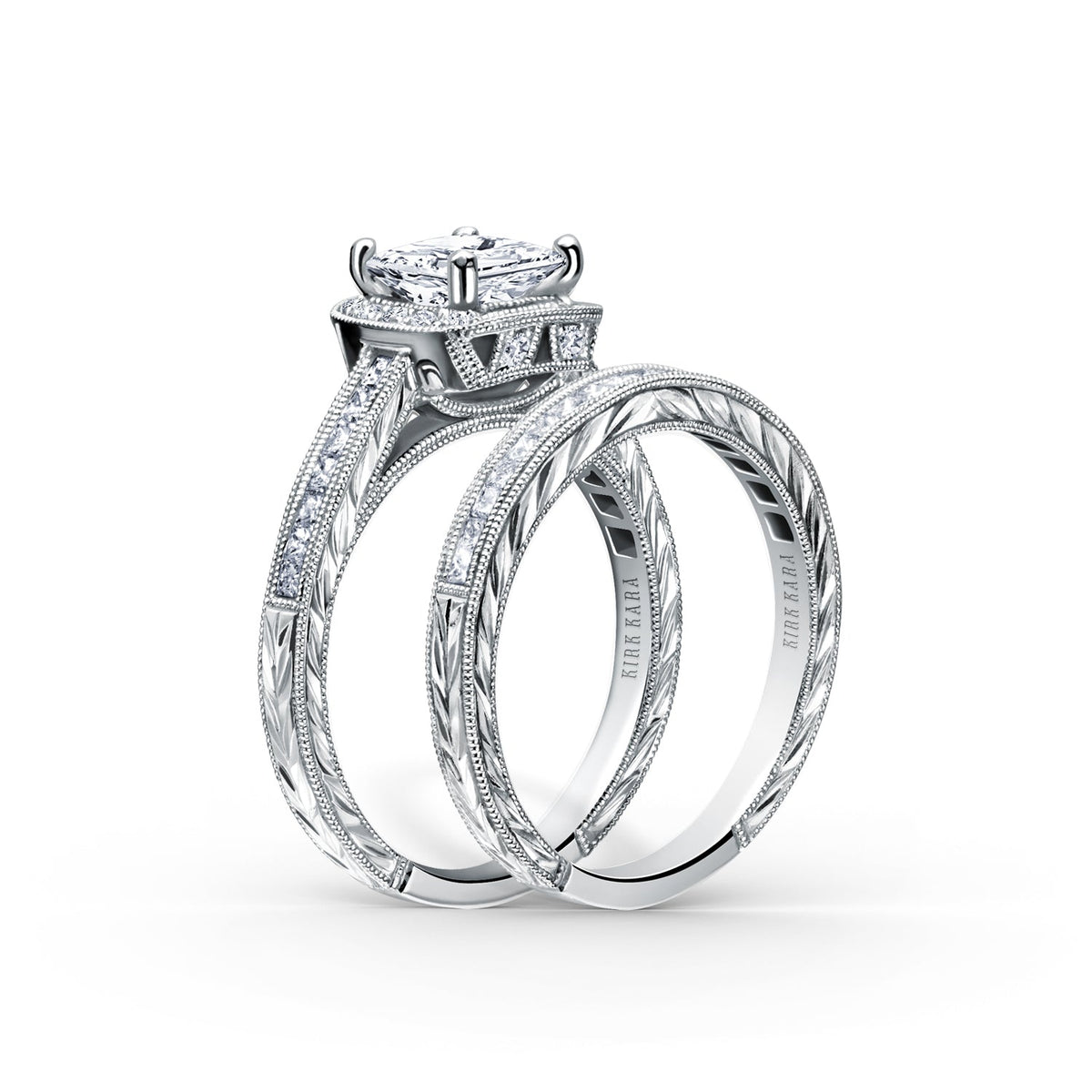 Channel Engraved Classic Diamond Wedding Band
