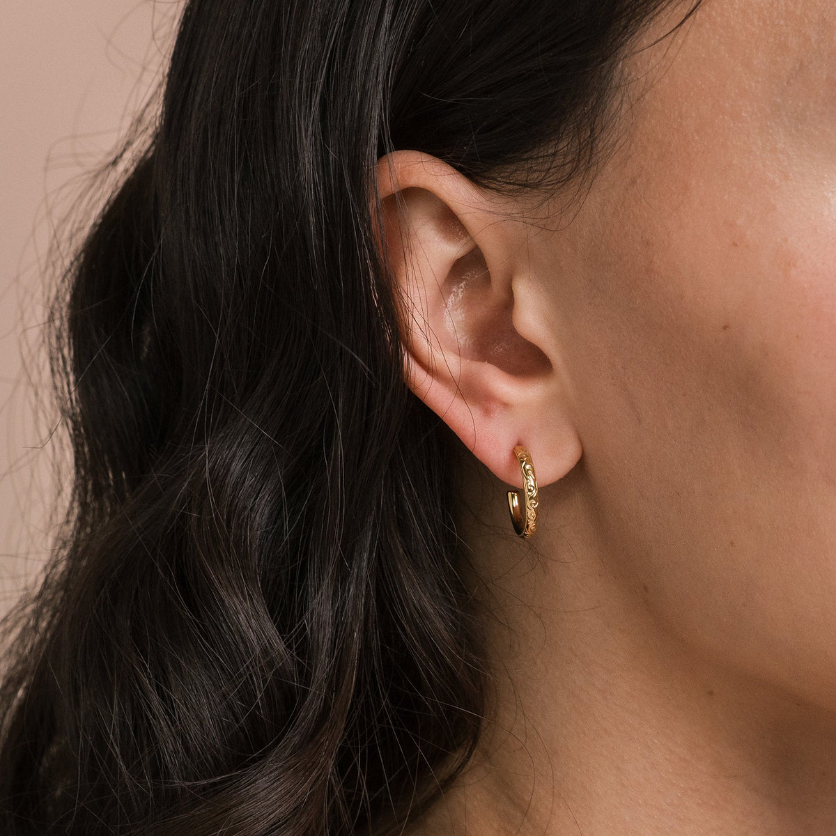Scroll Engraved Milgrain Timeless Hoop Earrings