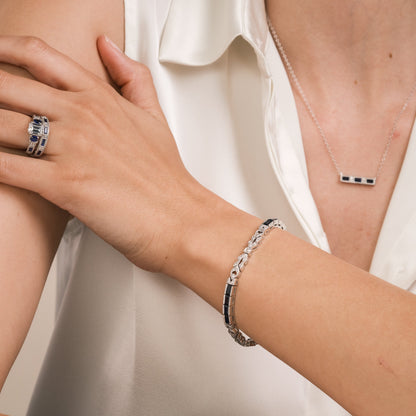 Elegant Sapphire Diamond Milgrain Bracelet