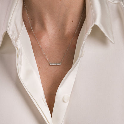 Channel Set Milgrain Baguette Diamond Engraved Necklace