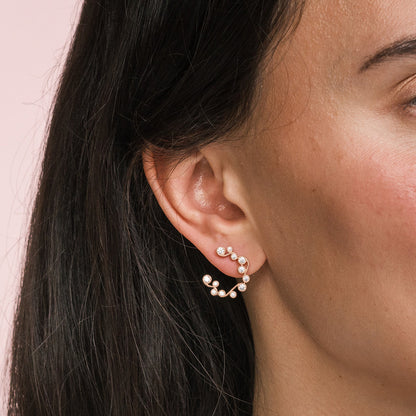 Milgrain Lace Diamond Open Hoop Earrings