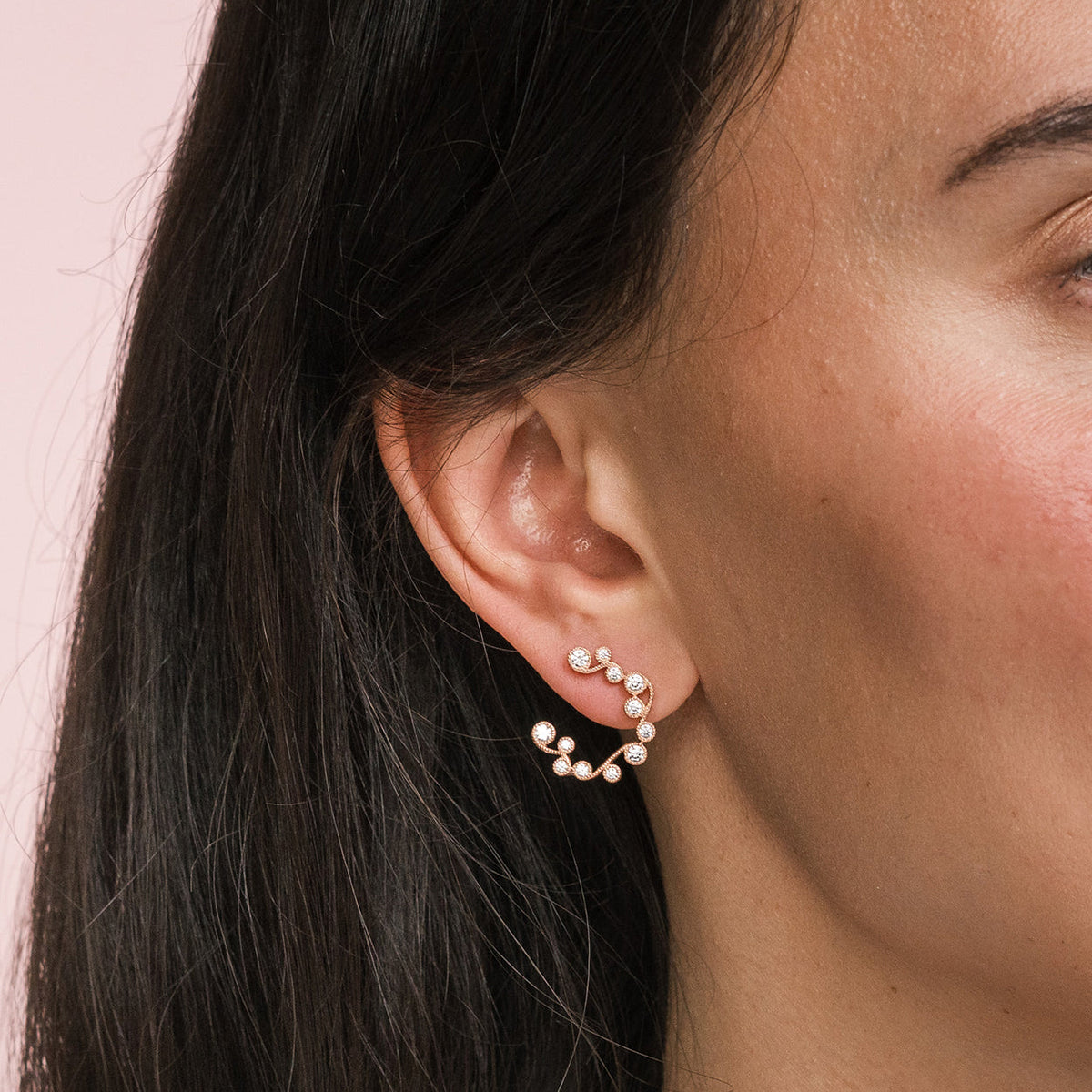 Milgrain Lace Diamond Open Hoop Earrings