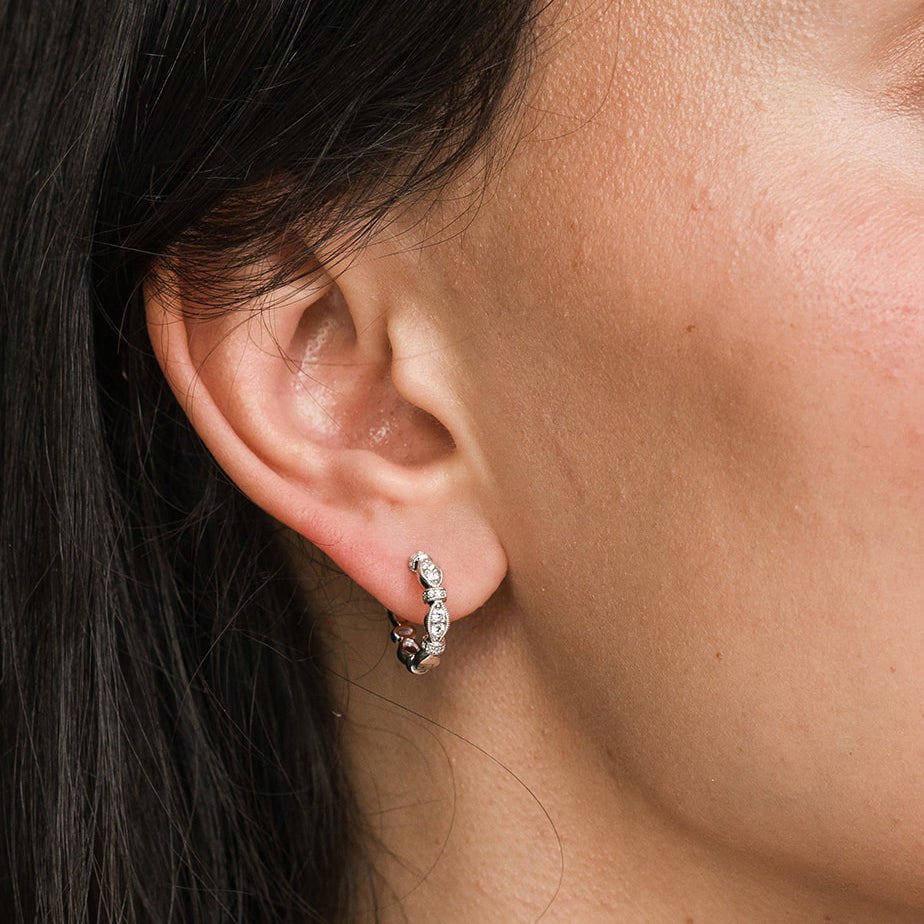 Diamond Designer Geometric Bar Hoop Earrings