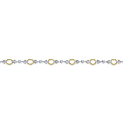 14K Yellow and White Gold Link and Bow Diamond Tennis Bracelet