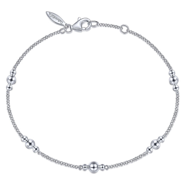 925 Sterling Silver Beaded Station Bracelet