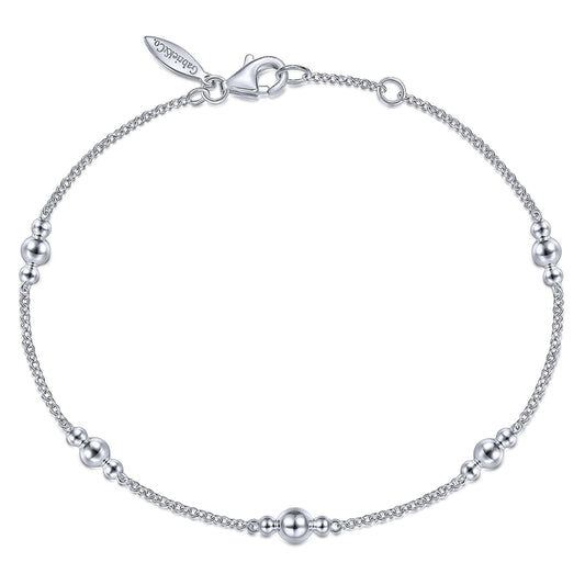 925 Sterling Silver Beaded Station Bracelet