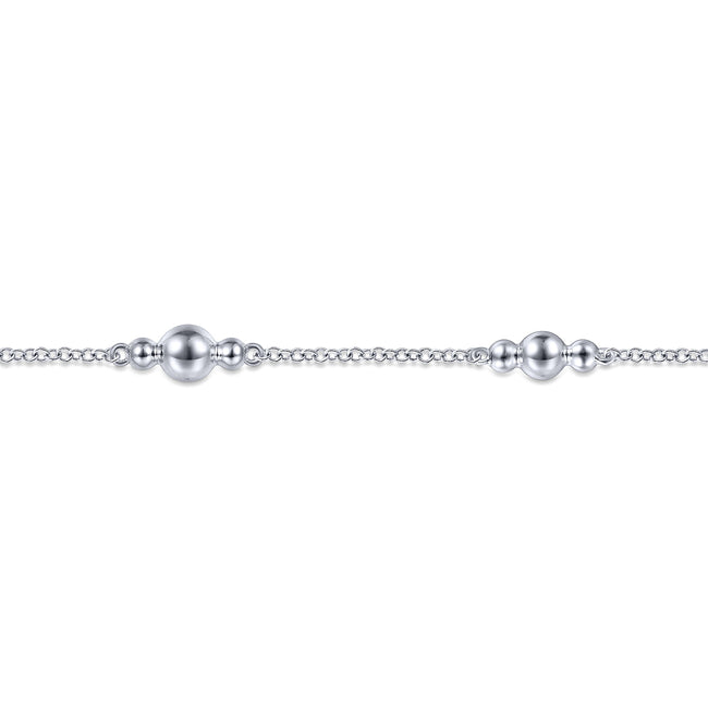925 Sterling Silver Beaded Station Bracelet