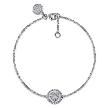 925 Sterling Silver Diamond Bujukan Heart Bracelet