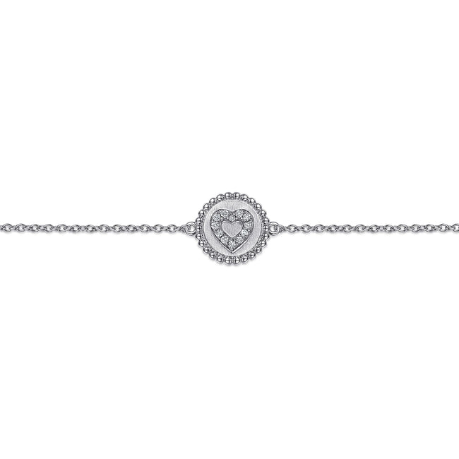 925 Sterling Silver Diamond Bujukan Heart Bracelet