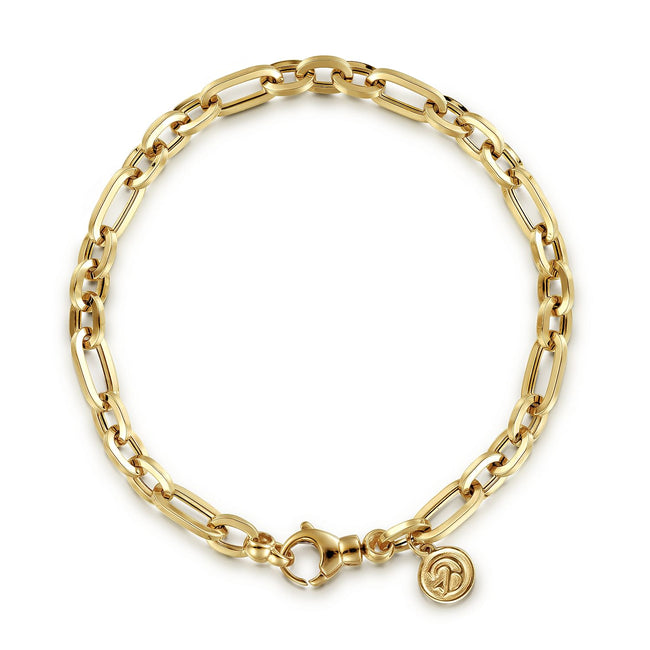 14K Yellow Gold Hollow Link Chain Bracelet