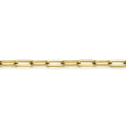 7 inch 14K Yellow Gold Hollow Paperclip Chain Bracelet