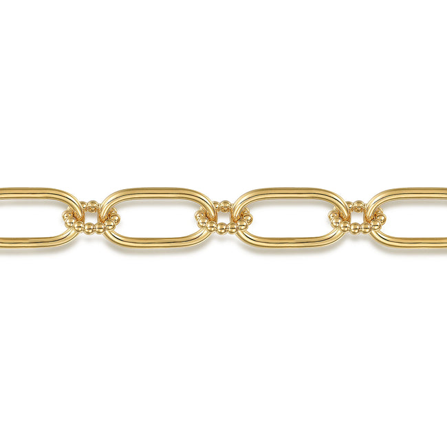 14K Yellow Gold Hollow Tube Link Bracelet