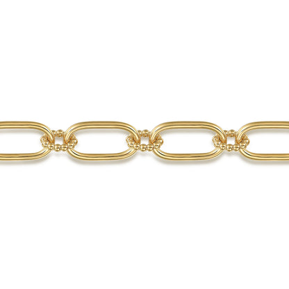 14K Yellow Gold Hollow Tube Link Bracelet