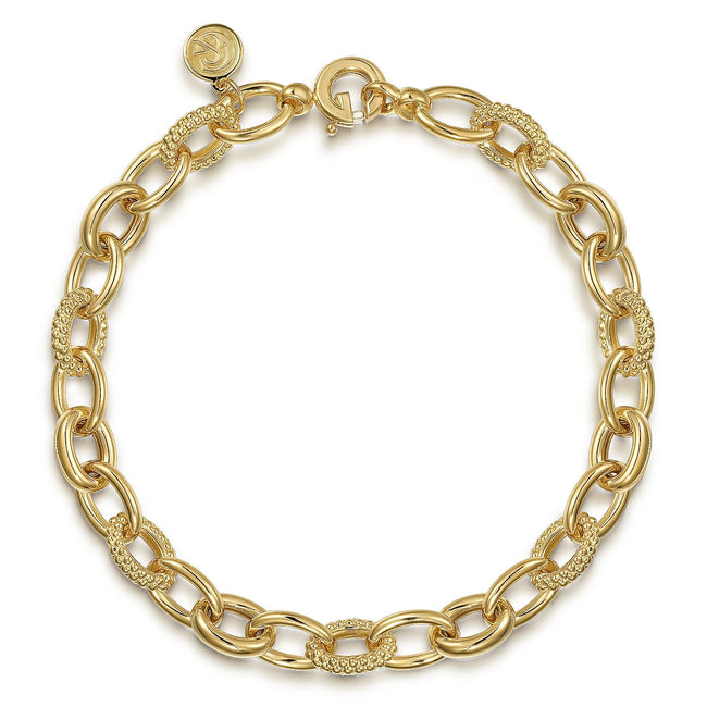 14K Yellow Gold Hollow Tube Bujukan Link Bracelet