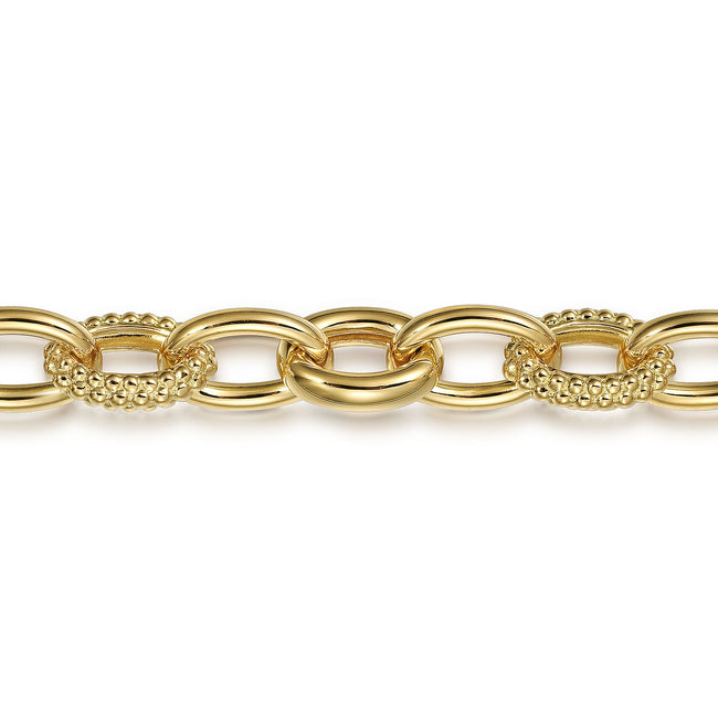 14K Yellow Gold Hollow Tube Bujukan Link Bracelet