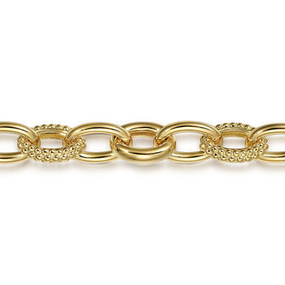 14K Yellow Gold Hollow Tube Bujukan Link Bracelet
