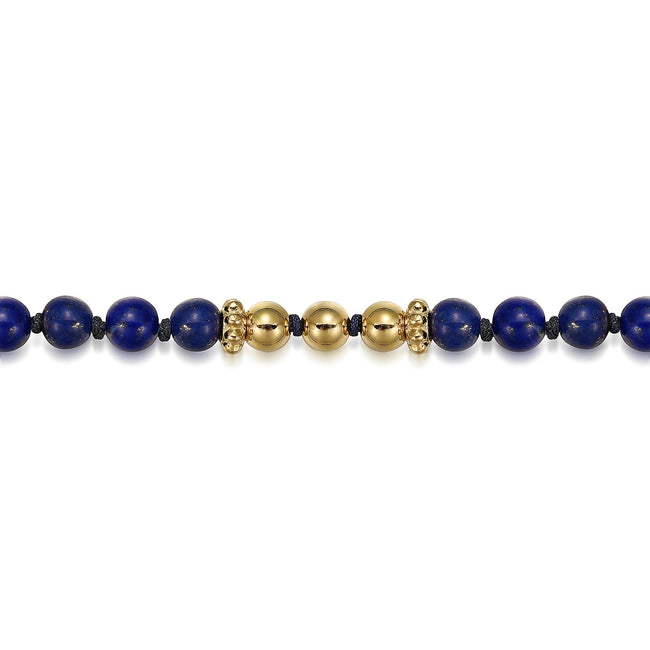 14K Yellow Gold Lapis Beads Bracelet